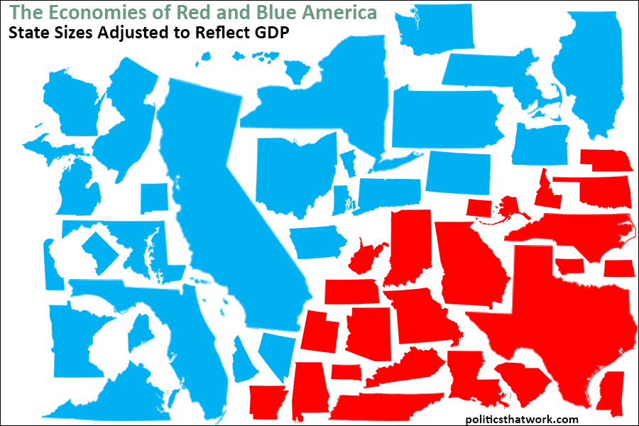 Graph depicting The Size of the Red and Blue Economies